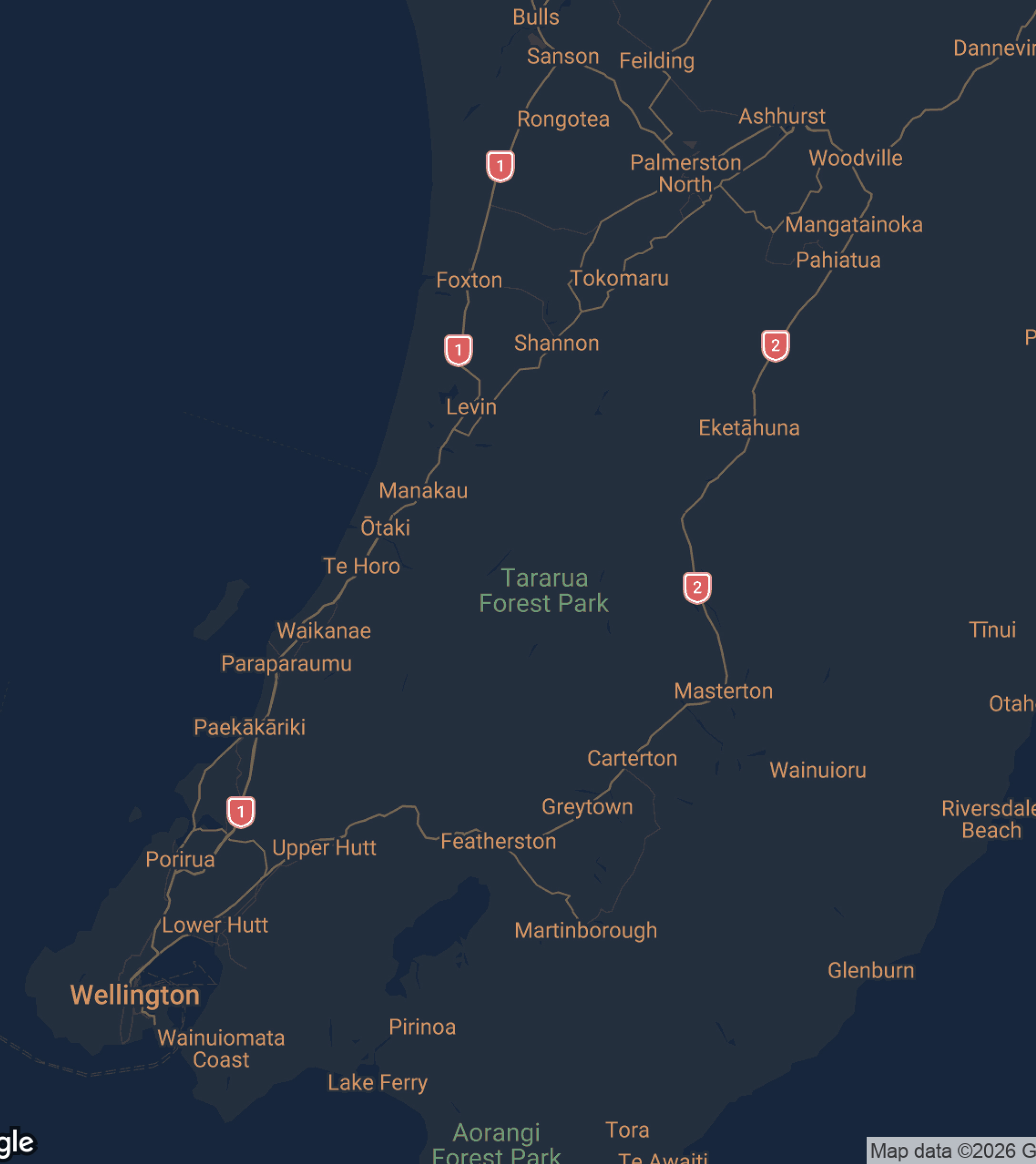 Map of Wellington region