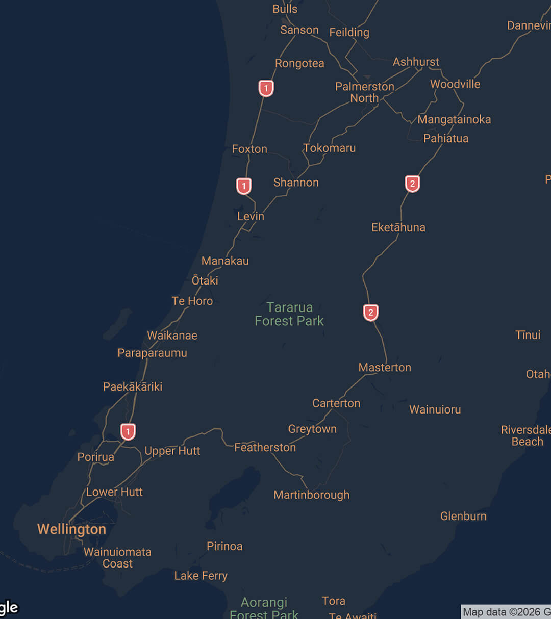 Map of Wellington region